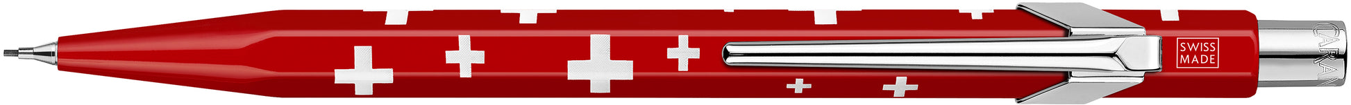 Caran d-Ache 849 Druckbleistift – 0,7 mm – Aluminium – Rot/Weiss – Mit Radierer