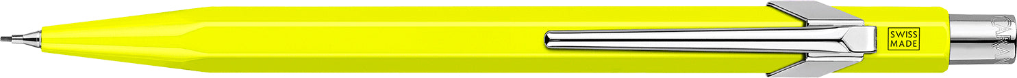 Caran d-Ache 849 Druckbleistift – 0,7 mm – Aluminium – Neongelb – Mit Radierer
