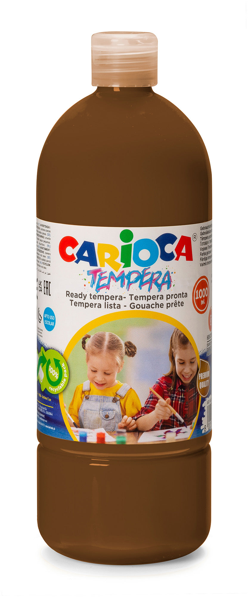 Carioca Tempera Farben – Braun 004827-06 – 1 l – für Papier, Holz, Styropor