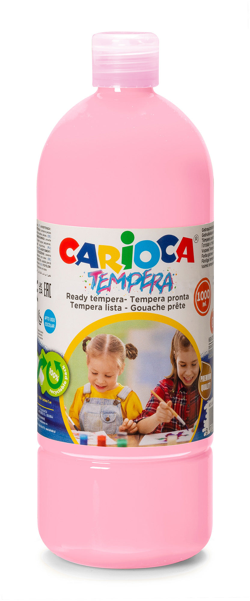 Carioca Tempera Farben – Rosa 004827-09 – 1 l – für poröse Materialien (Papier, Holz, Styropor)