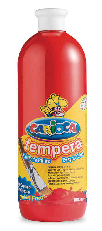 Carioca Tempera Farben für Gruppenarbeiten – Rot – 1 l – für Papier, Holz, Styropor