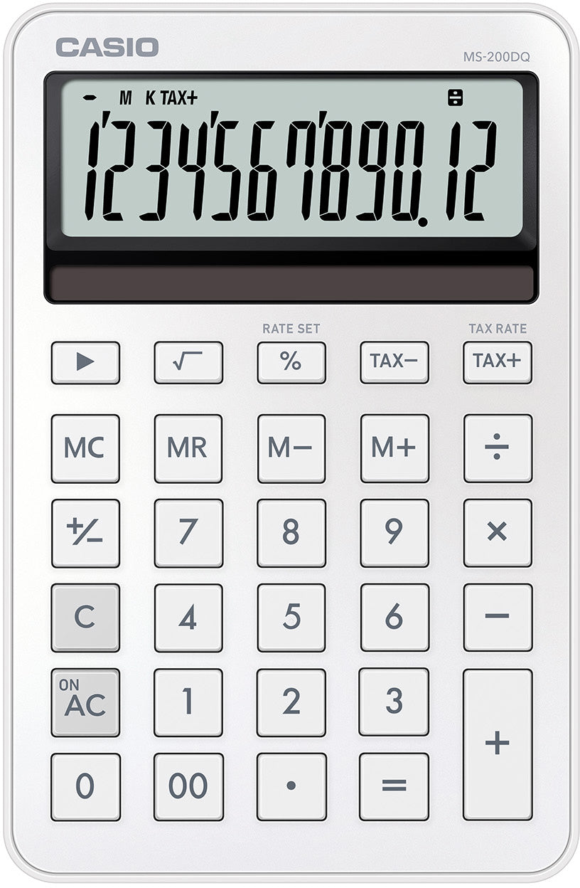 Casio Tischrechner MS-200DQ – 12-stellig – Solar/Batterie – Schwarz