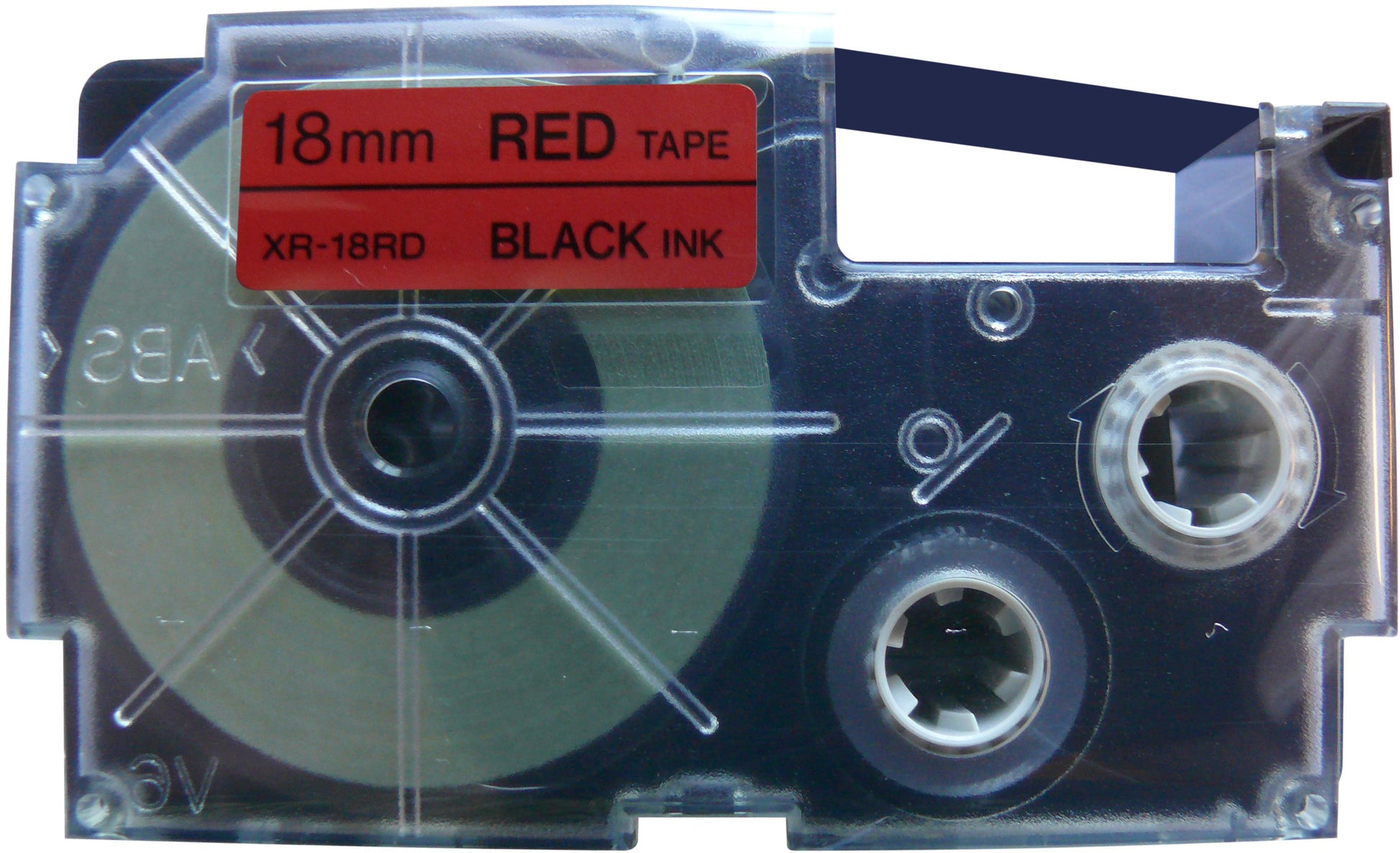 Casio XR-18RD Schriftband – Schwarz auf Rot – 18 mm × 8 m, Selbstklebend – für Casio
