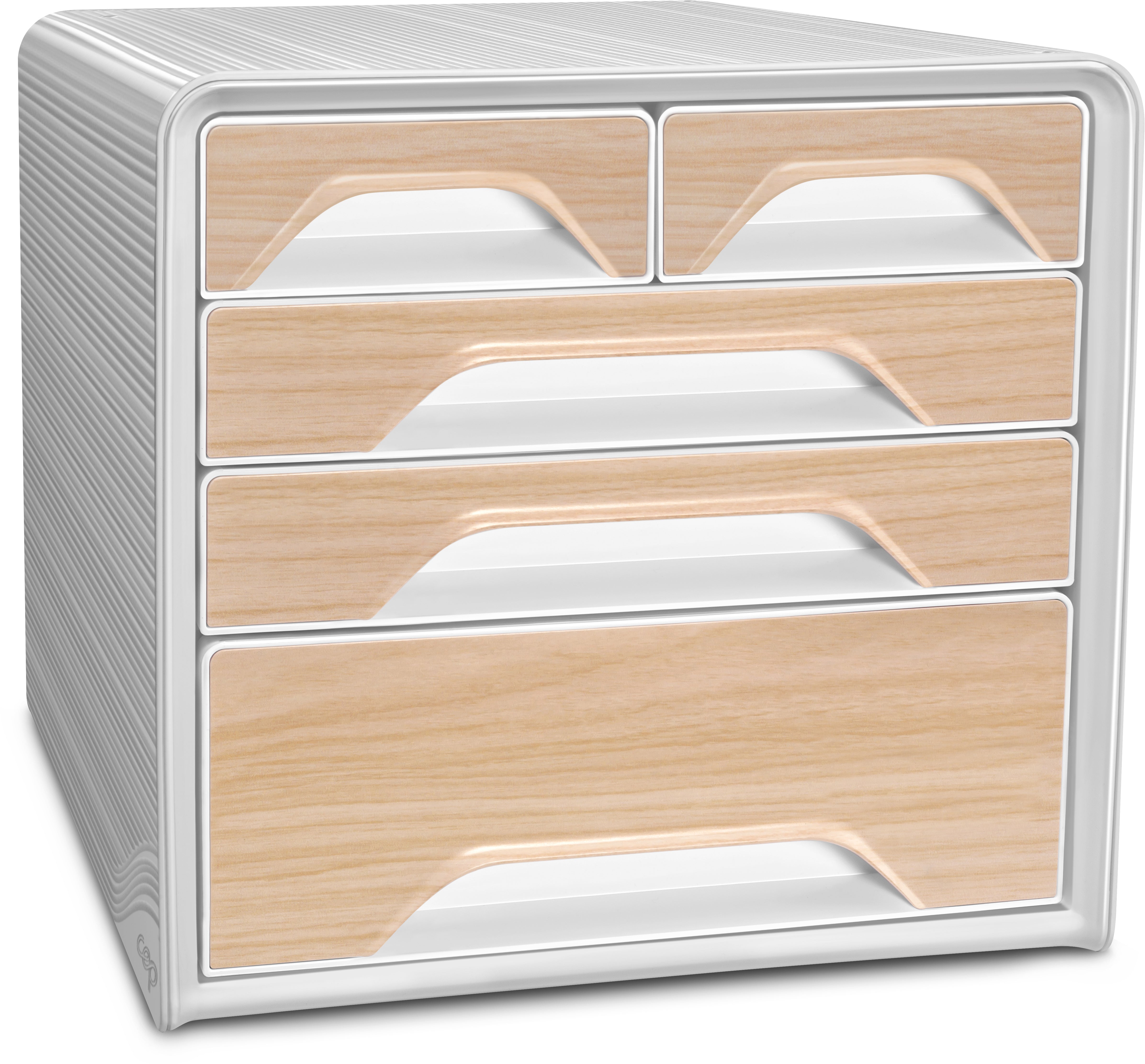 CEP Smoove Silva 7-213 Schubladenelement – 5 Schubladen, für A4, Auszugsperre, Weiss/Natur