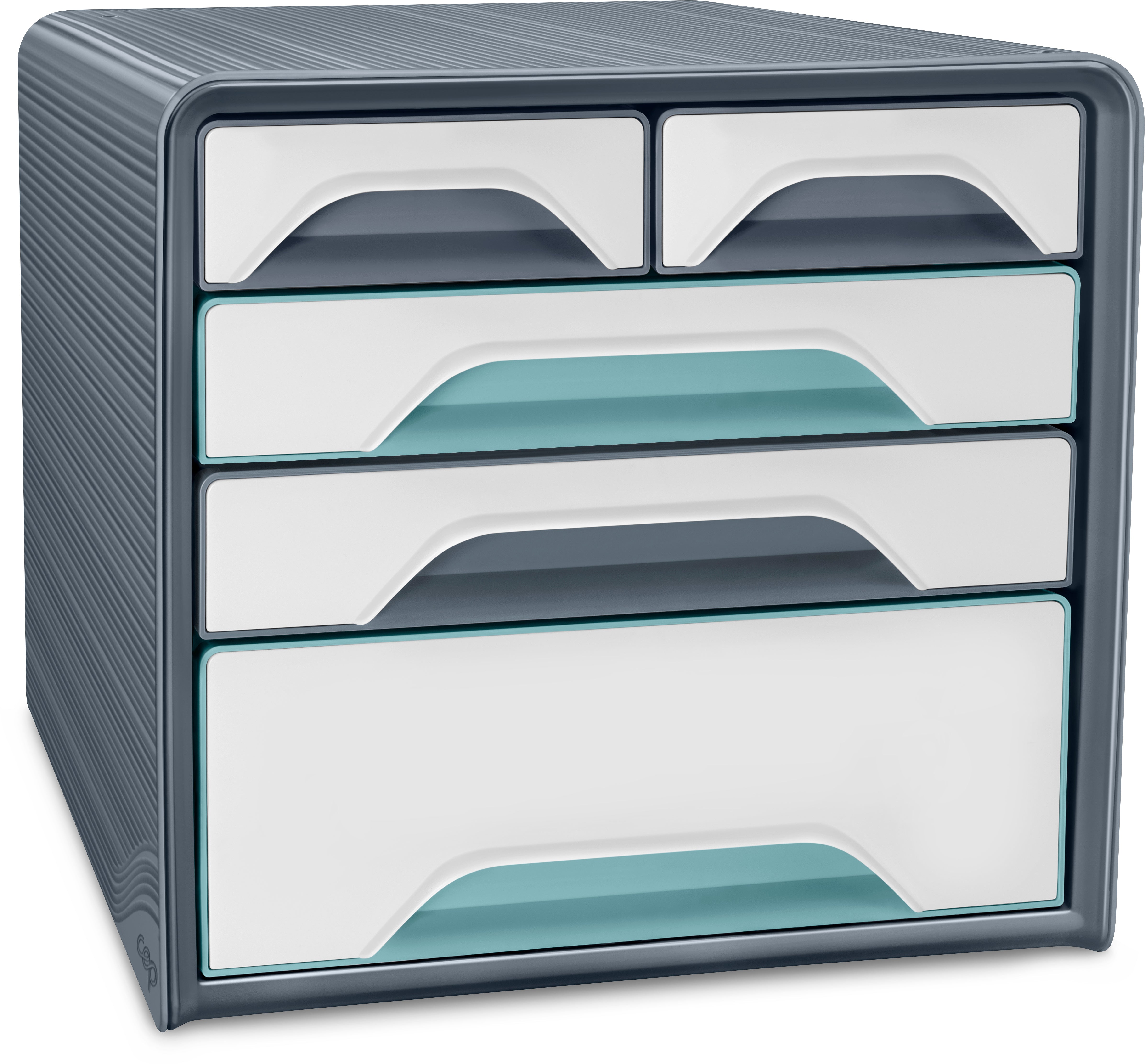 CEP Smoove Riviera 7-213 Schubladenelement – 5 Schubladen, für A4, Auszugsperre, Grau/Mint, Polystyrol (PS)