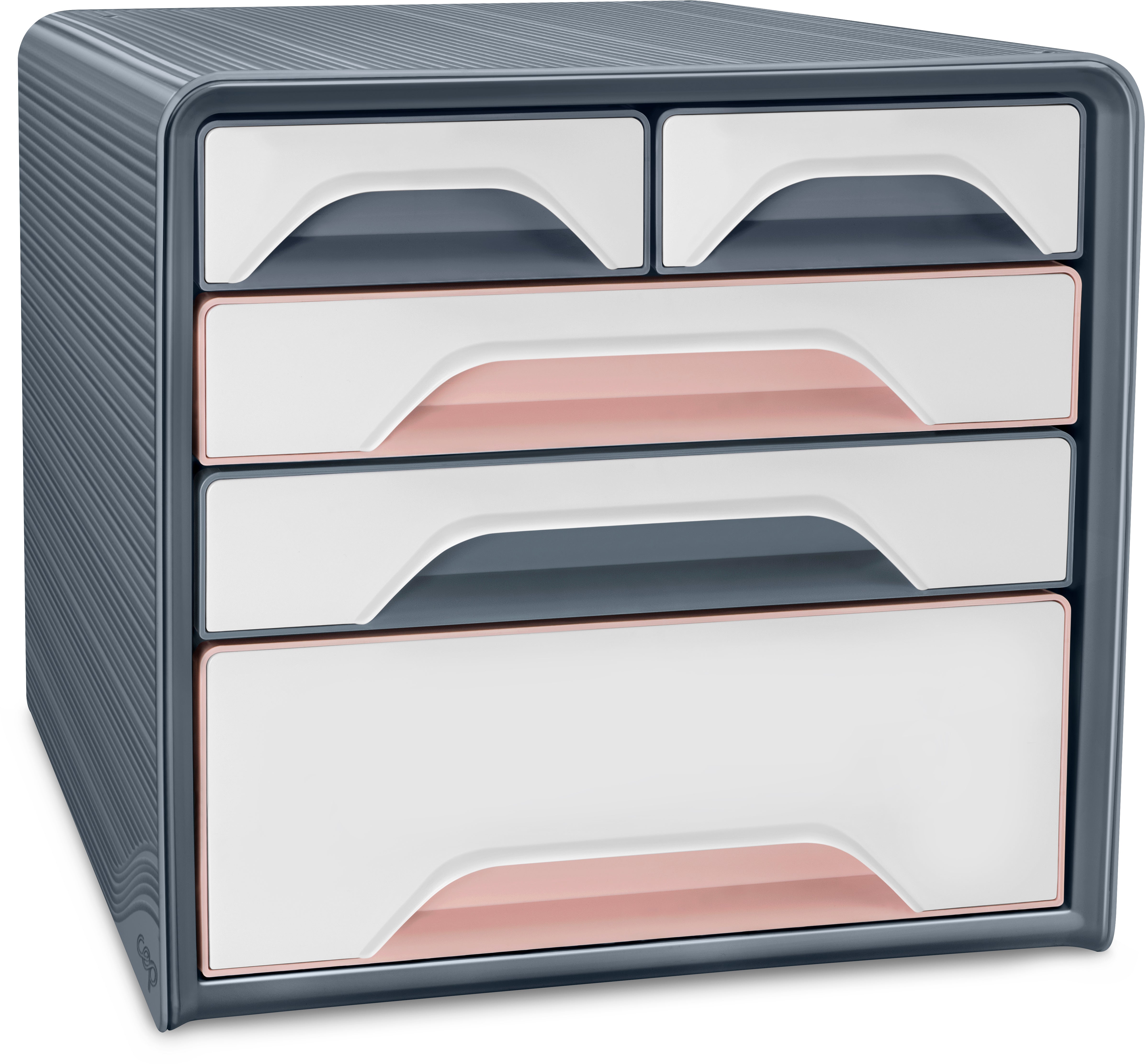 CEP Smoove Mineral 7-213 Schubladenbox – 5 Schubladen, für A4, grau/weiss/rosa, B 360 × H 270 × T 288 mm