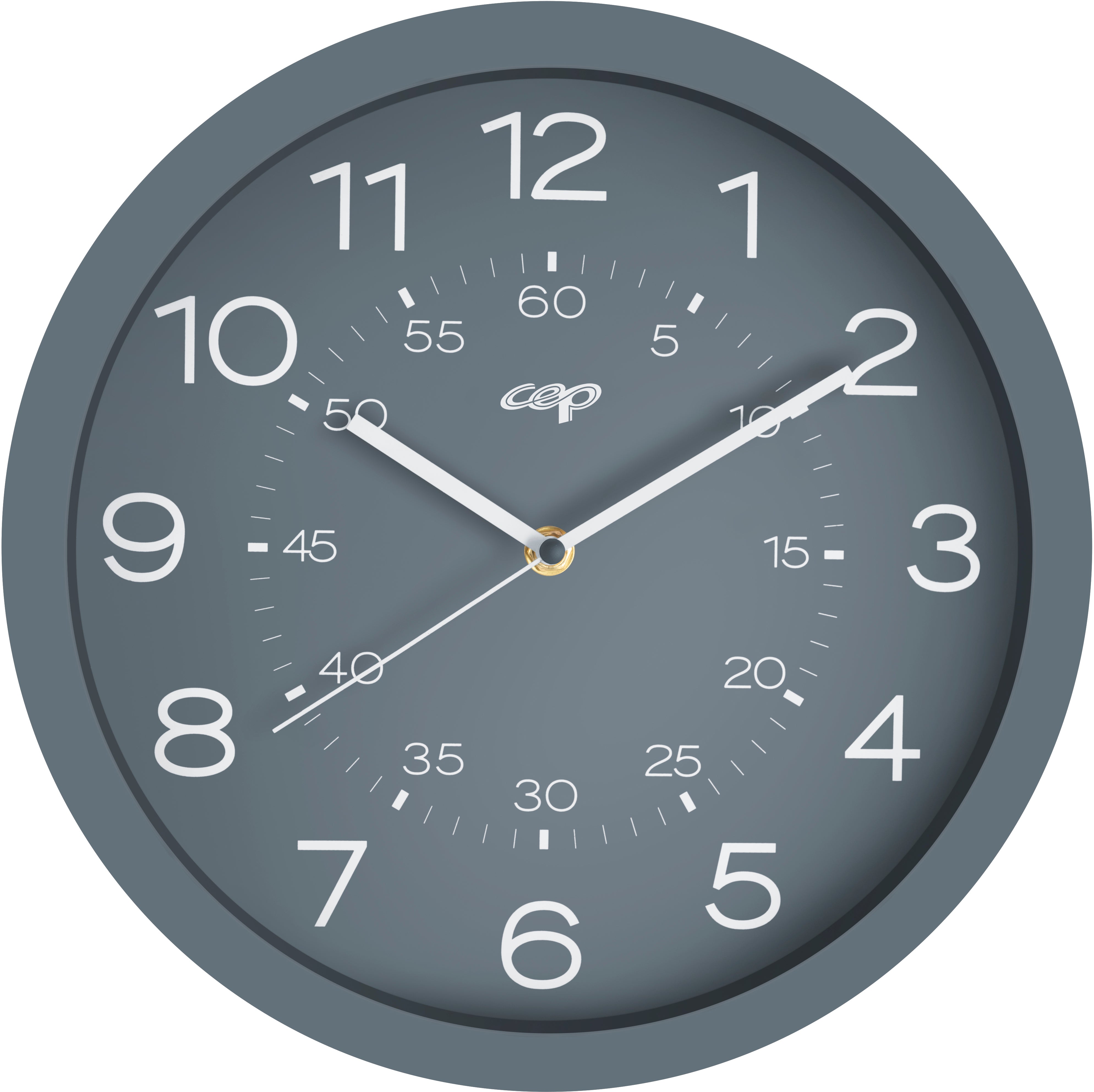CEP Wanduhr – Analog, lautlos, Ø 30 cm, grau, Kunststoff