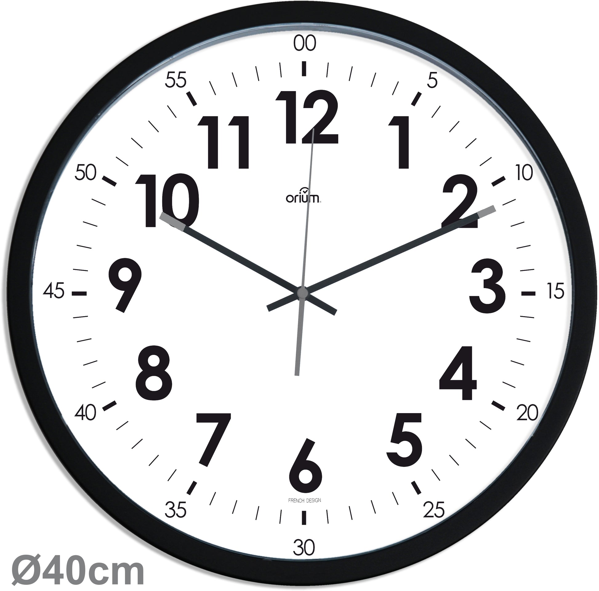 CEP Orium Wanduhr – Analog, Lautlos, Ø 40,0 cm, Schwarz