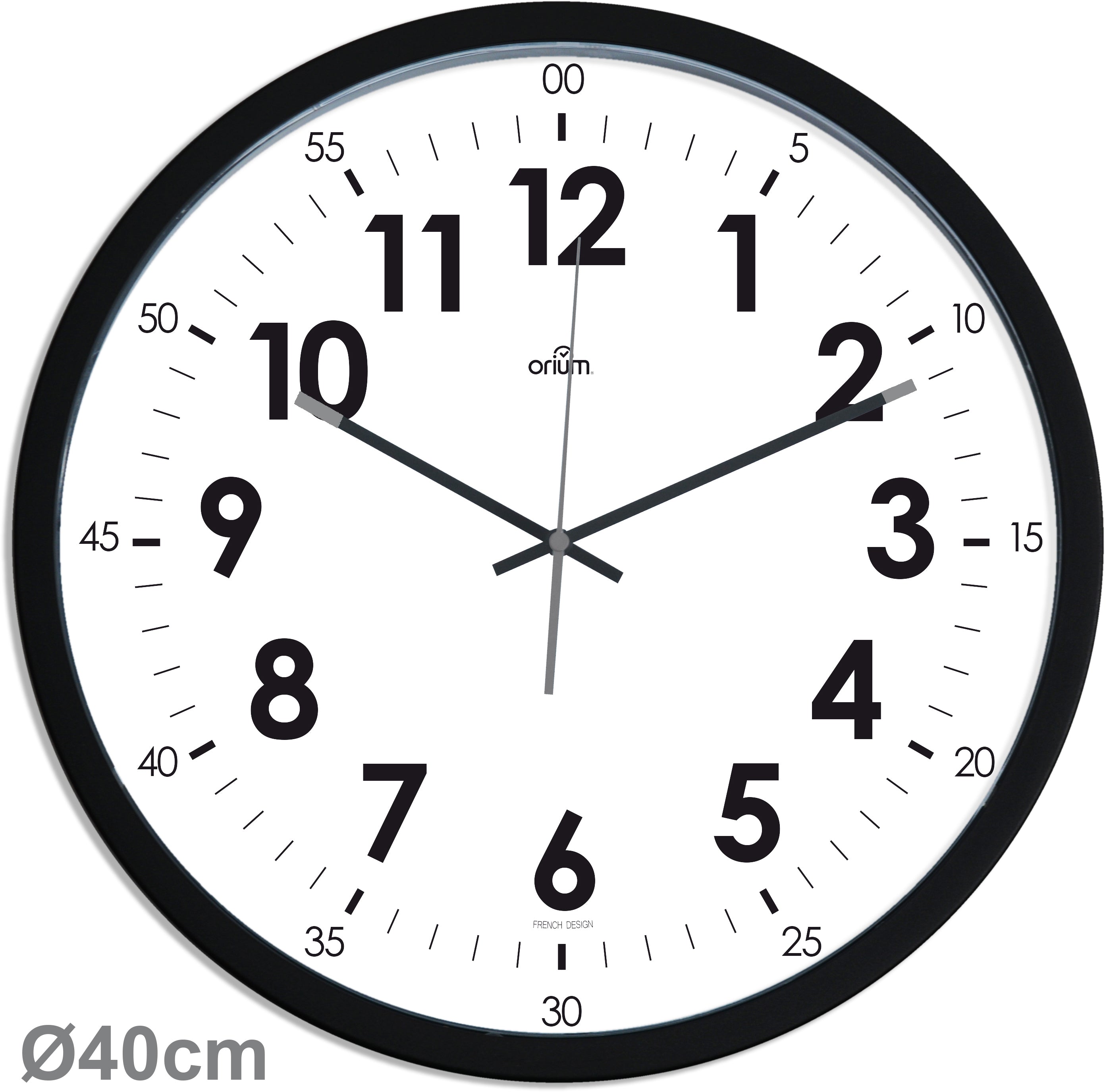 CEP Orium Wanduhr – Analog, Lautlos, Ø 40,0 cm, Schwarz