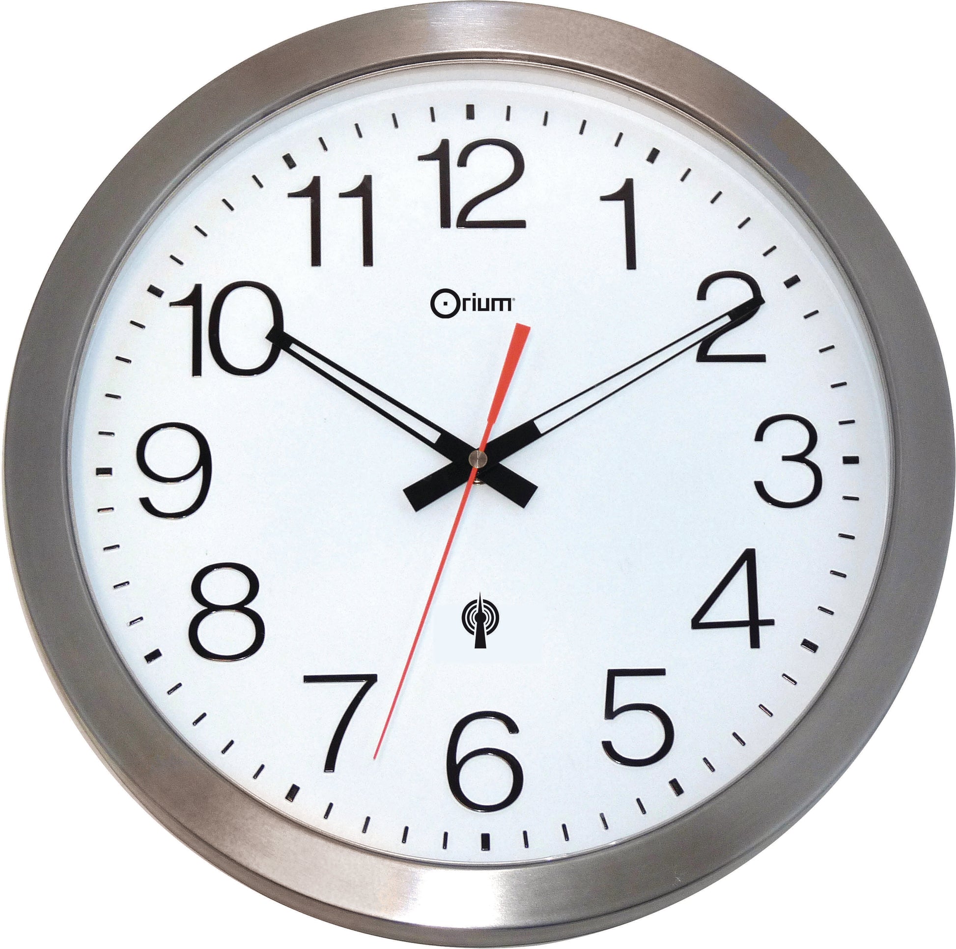 CEP Orium Wanduhr – Funk, analog, Ø 35,0 cm, Silber, Edelstahl