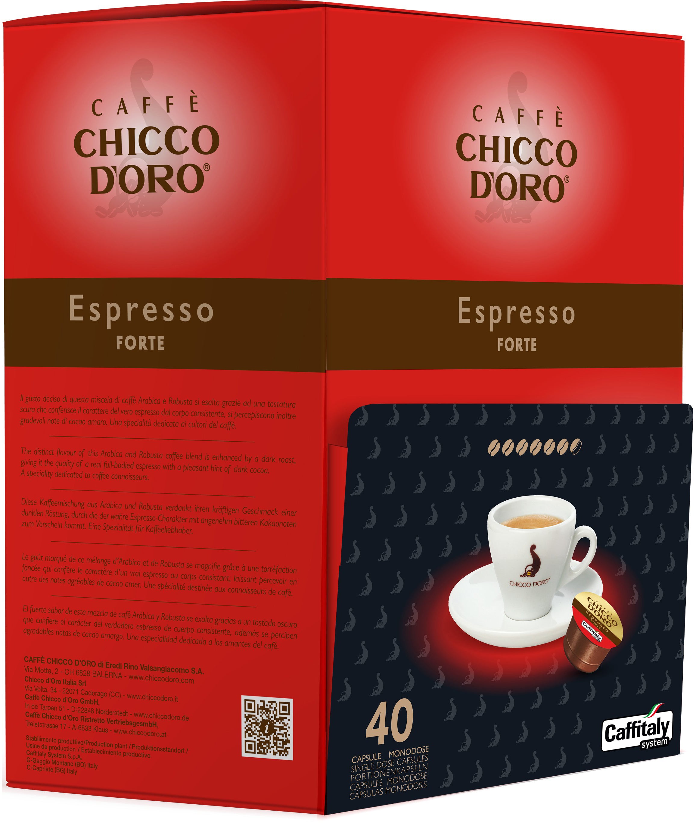 Chicco d'Oro Espresso Forte – Kapseln für Caffitaly – Espresso, dunkel, 40 Kapseln