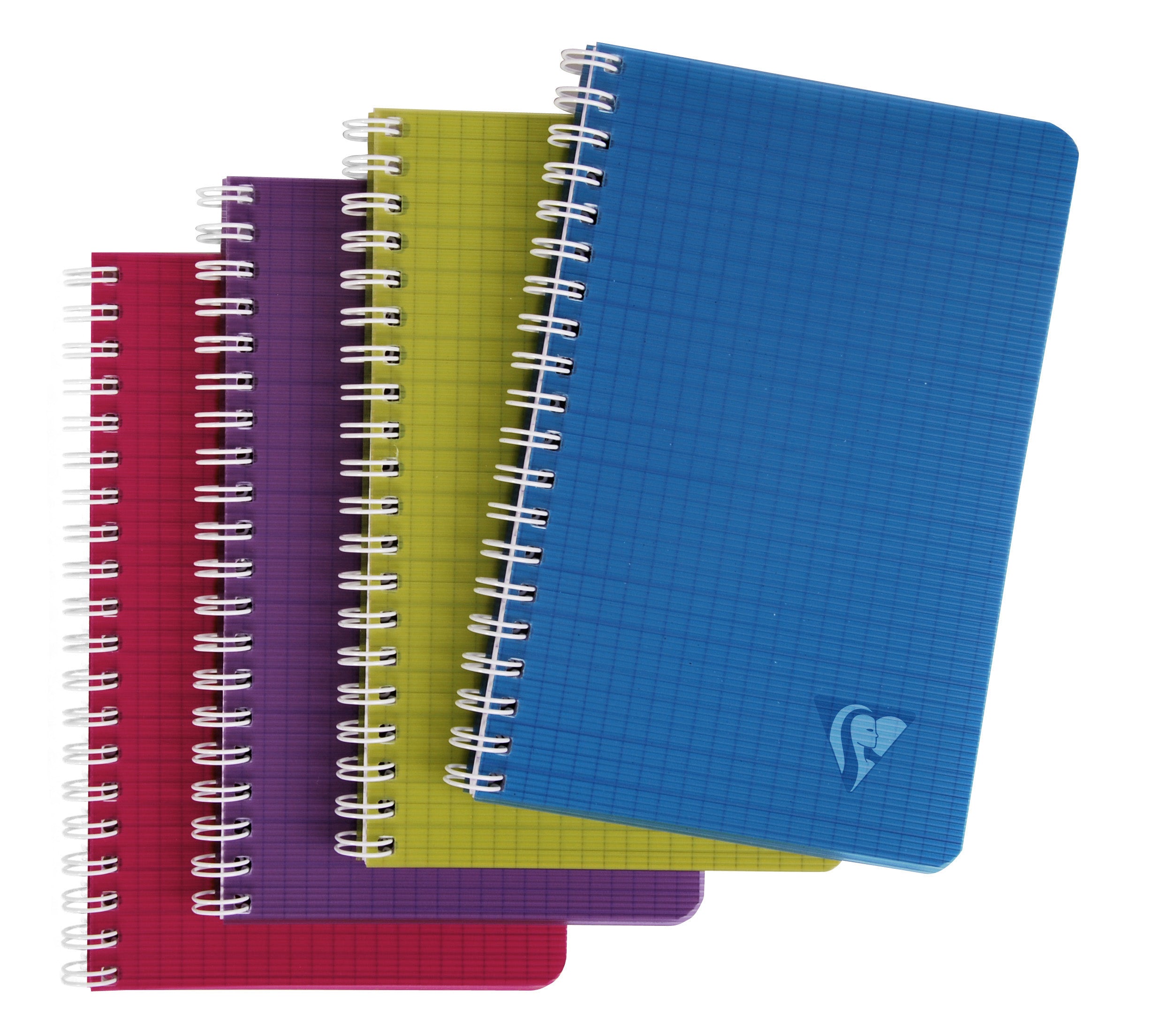 Clairefontaine Spiralheft – 120 × 172 mm – farbig sortiert (pink, violett, hellgrün, blau)