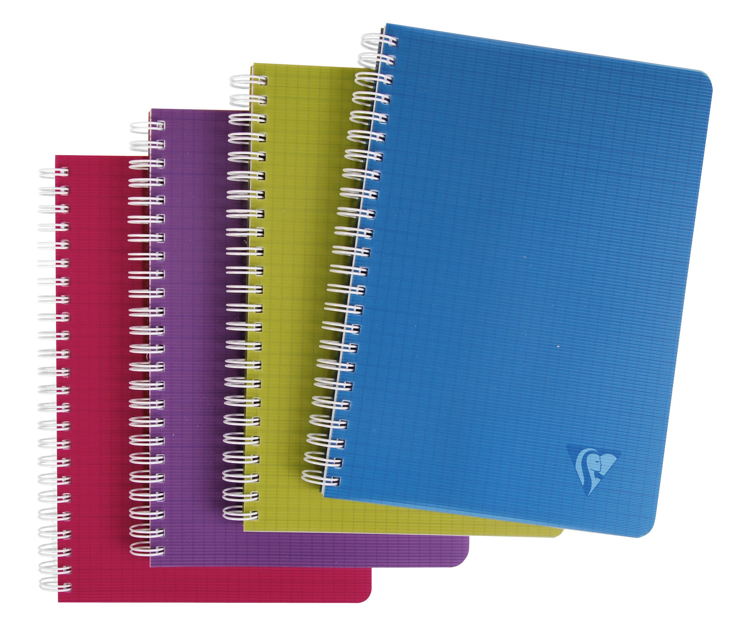 Clairefontaine Spiralheft – A5 – 90 g/m² – Doppelspirale, transparenter strukturierter Umschlag, mehrfarbig