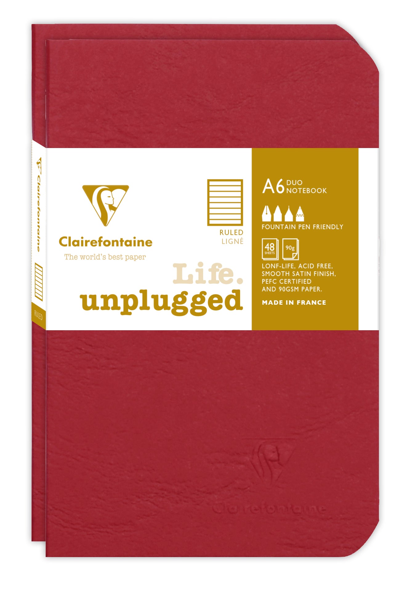 Clairefontaine Notizheft – 95 × 140 mm – liniert 7 mm – 48 Blatt – 90 g/m², 2 Stück