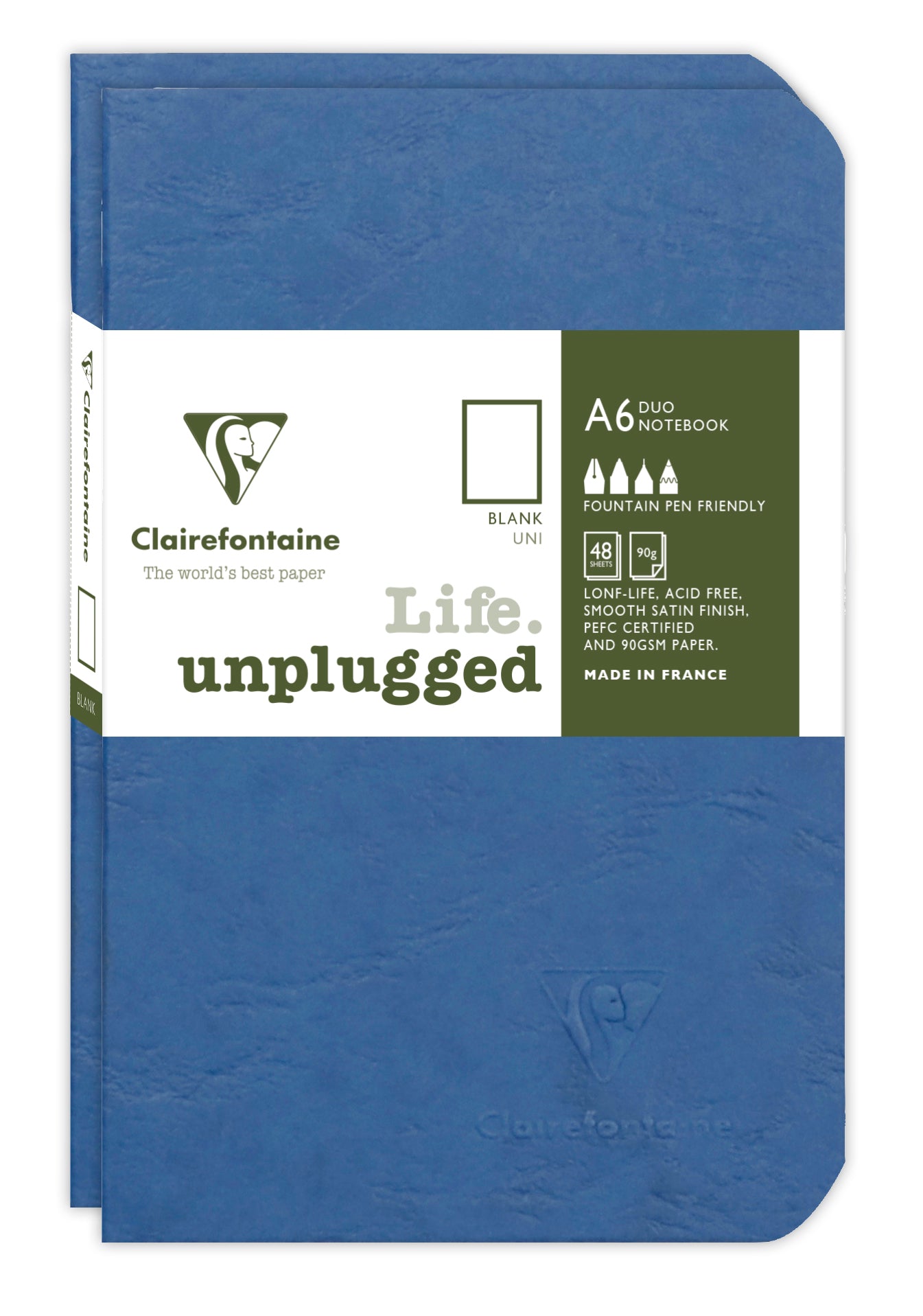 Clairefontaine Age Bag Notizheft – 94 × 140 mm – liniert – 48 Blatt – 90 g/m² – blau – 2 Stück