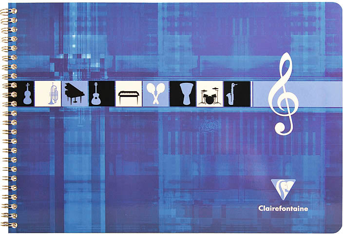 Clairefontaine Musiknotenheft – A4 – Notenlinien – 25 Blatt – Spiralbindung, Weiss