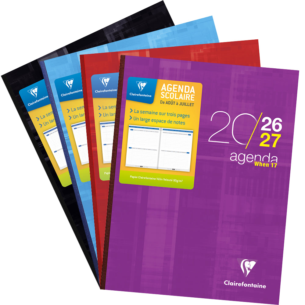 Clairefontaine When 17 9899C – Schulagenda 2026/27, 1 Woche/3 Seiten, 17,2 × 22,0 cm
