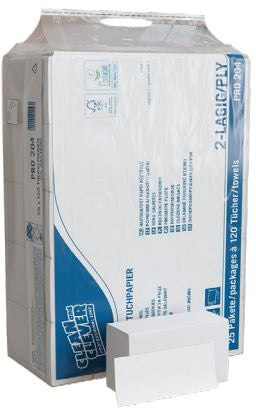 Clean and clever Falthandtücher W-Falz – Hochweiss – 206 × 320 mm