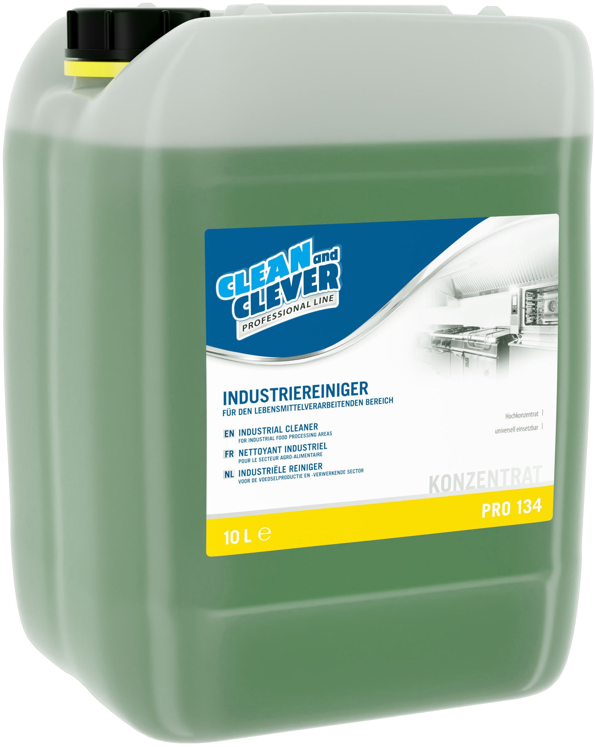 Clean and clever Industriereiniger – für diverse Oberflächen/Geräte – Flüssigkeit – 10 l PRO134