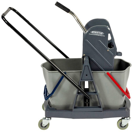 Clean and clever Putzeimer 40445 – 2×17 l, Doppelfahreimer, Kunststoff, grau, 43,5 × 65,0 × 41,0 cm