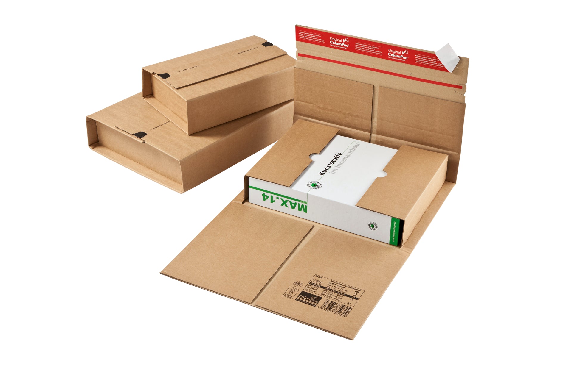 Colompac Versandverpackung – für Format A4 – 305 × 230 × 92 mm, braun, selbstklebend