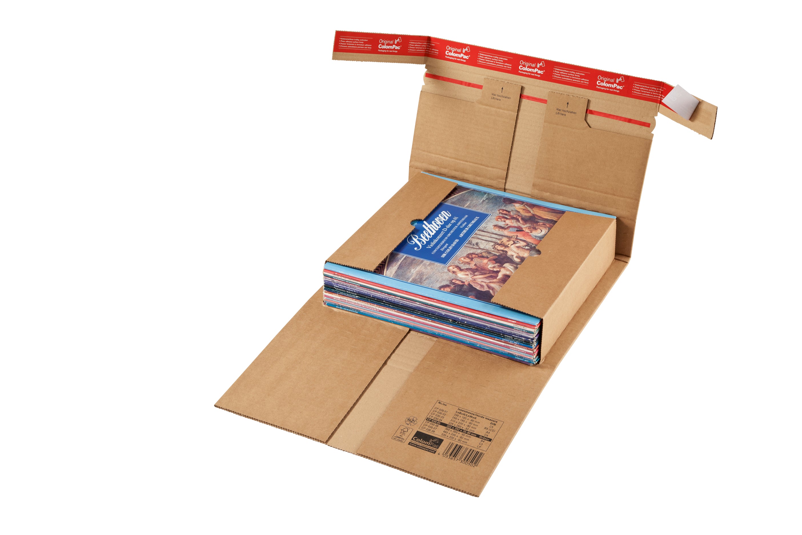 Colompac Versandverpackung – für DIN A4 310 × 220 × 92 mm, selbstklebend, Aufreissband, braun – 20 Stk.
