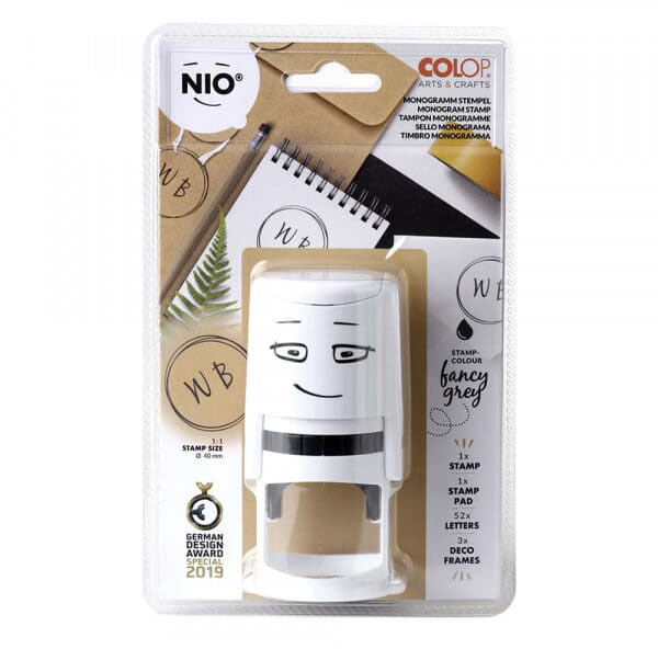 Colop Selbstfärbender Stempel – Monogramm – 55 Wechselplatten, inkl. Stempelkissen – 145 × 225 × 65 mm