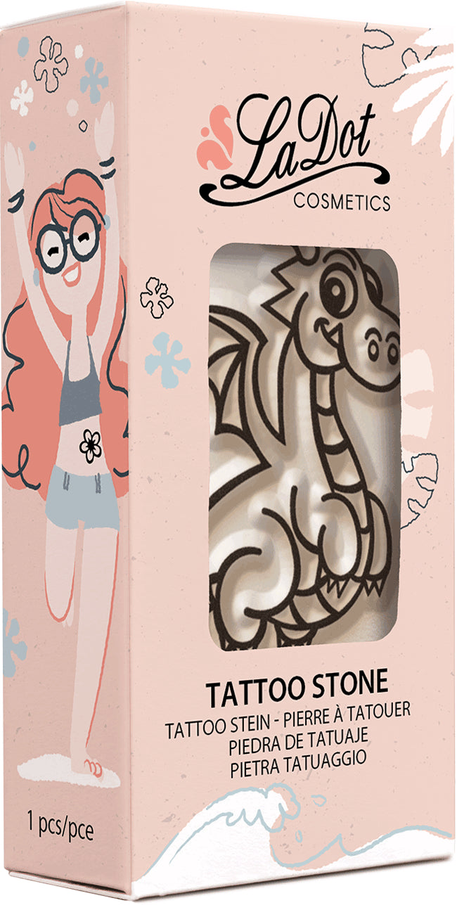 Colop Tattoo-Stempel-Set – LaDot Kids Stein – Drache – mittel – für LaDot Body-Tinte