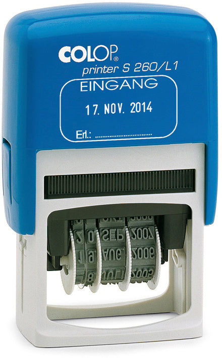 Colop S260L1/D – Selbstfärbender Datumstempel, Abdruck 24 × 45 mm, Schrifthöhe 4 mm