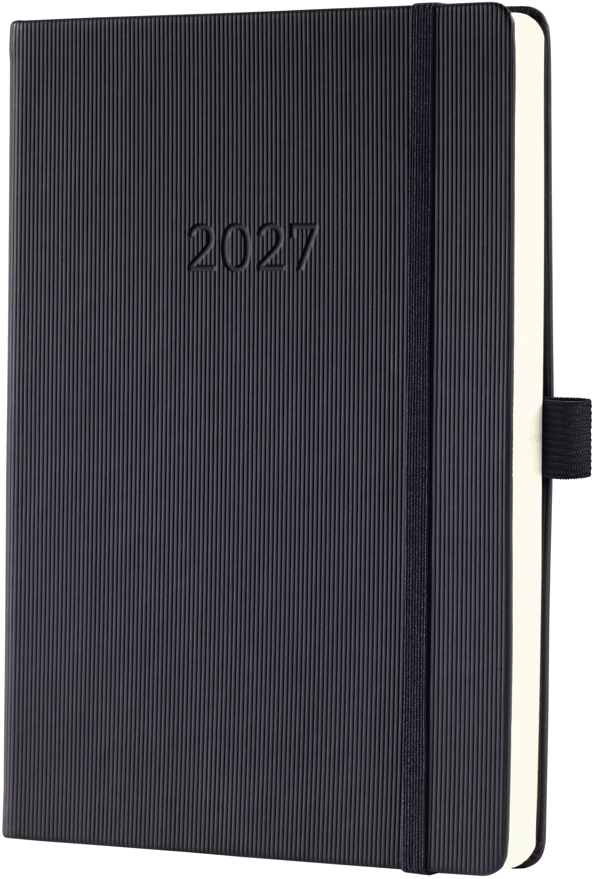 Conceptum C2710 – Tagesagenda 2027, 1 Tag/1 Seite, 15,3 × 21,4 cm, Hardcover, Schwarz