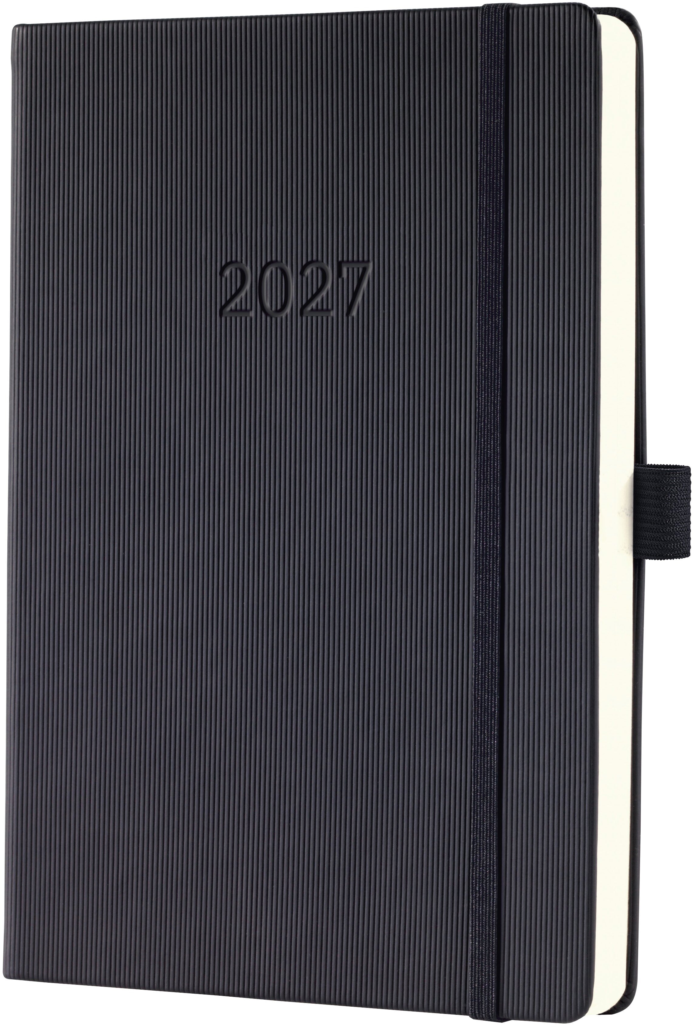 Conceptum C2710 – Tagesagenda 2027, 1 Tag/1 Seite, 15,3 × 21,4 cm, Hardcover, Schwarz