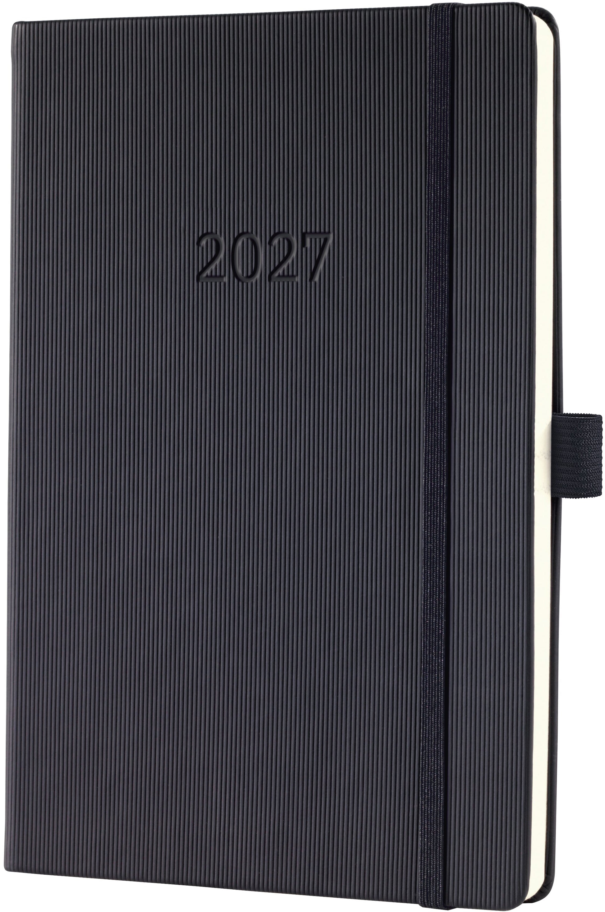 Conceptum C2712 – Wochenagenda 2027, 1 Woche/2 Seiten, 15,0 × 21,4 cm, Hardcover, Schwarz