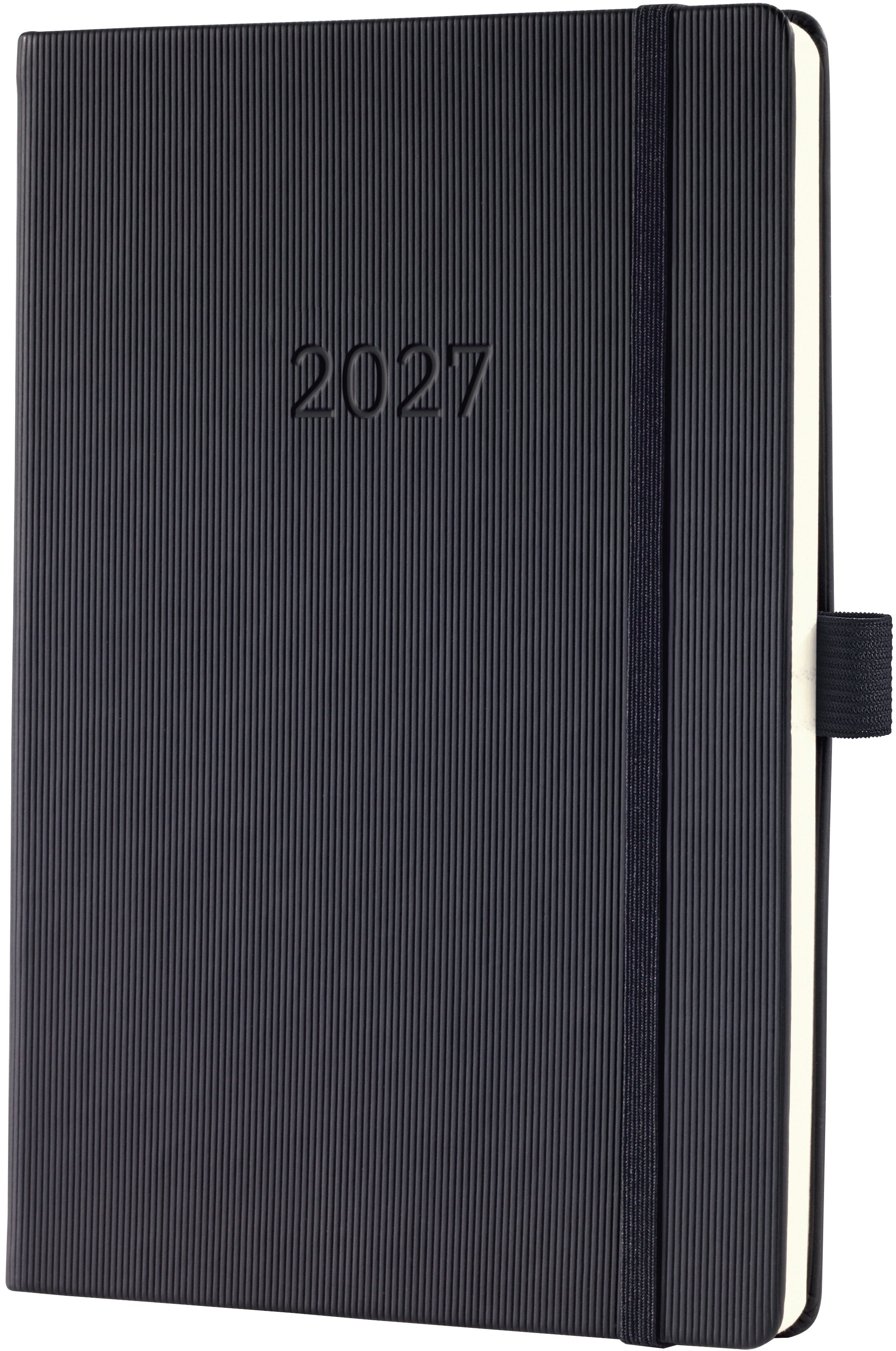 Conceptum C2712 – Wochenagenda 2027, 1 Woche/2 Seiten, 15,0 × 21,4 cm, Hardcover, Schwarz