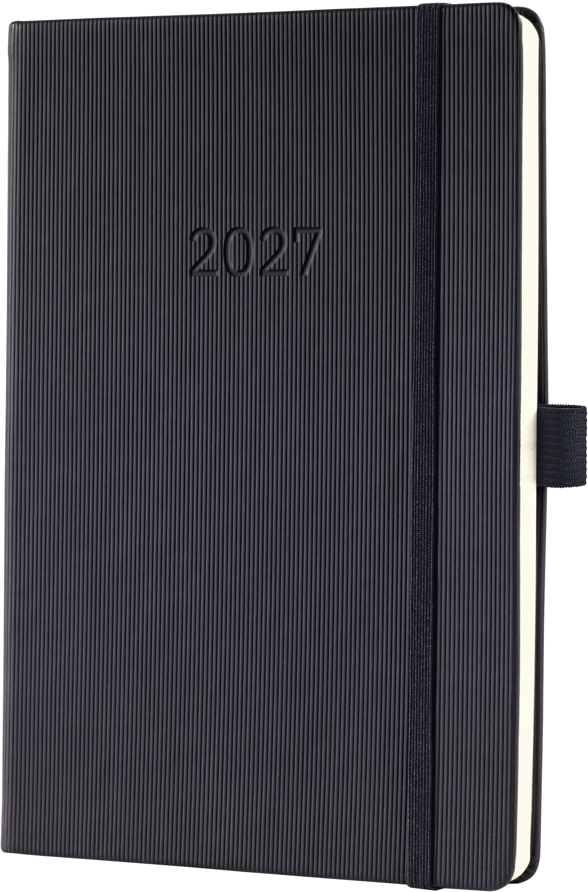 Conceptum Wochennotiz C2714 – Wochenagenda 2027, 1 Woche/2 Seiten, 15,0 × 21,4 cm, Hardcover, Schwarz