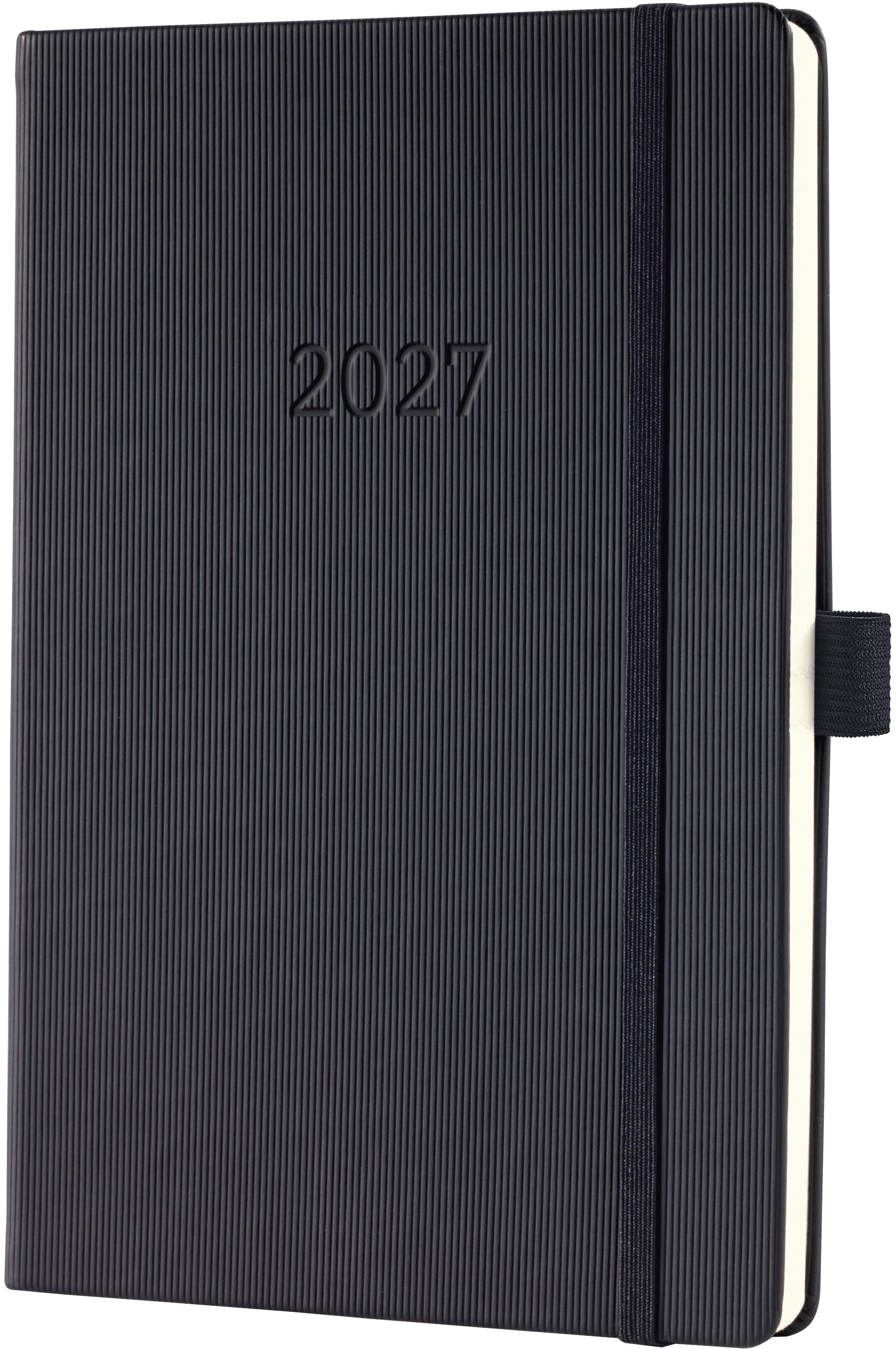 Conceptum C2719 – Wochenagenda 2027, 1 Woche/2 Seiten, A5, Hardcover, schwarz