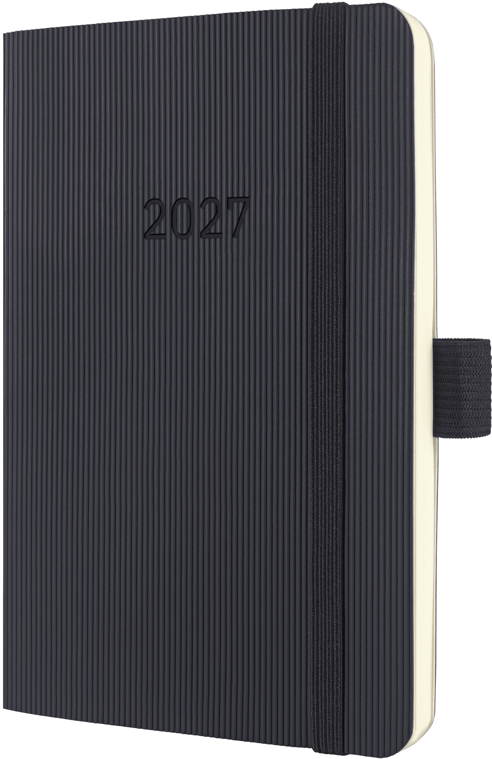 Conceptum C2723 – Wochenagenda 2027, 1 Woche/2 Seiten, 9,6 × 14,2 cm, Softcover, Schwarz