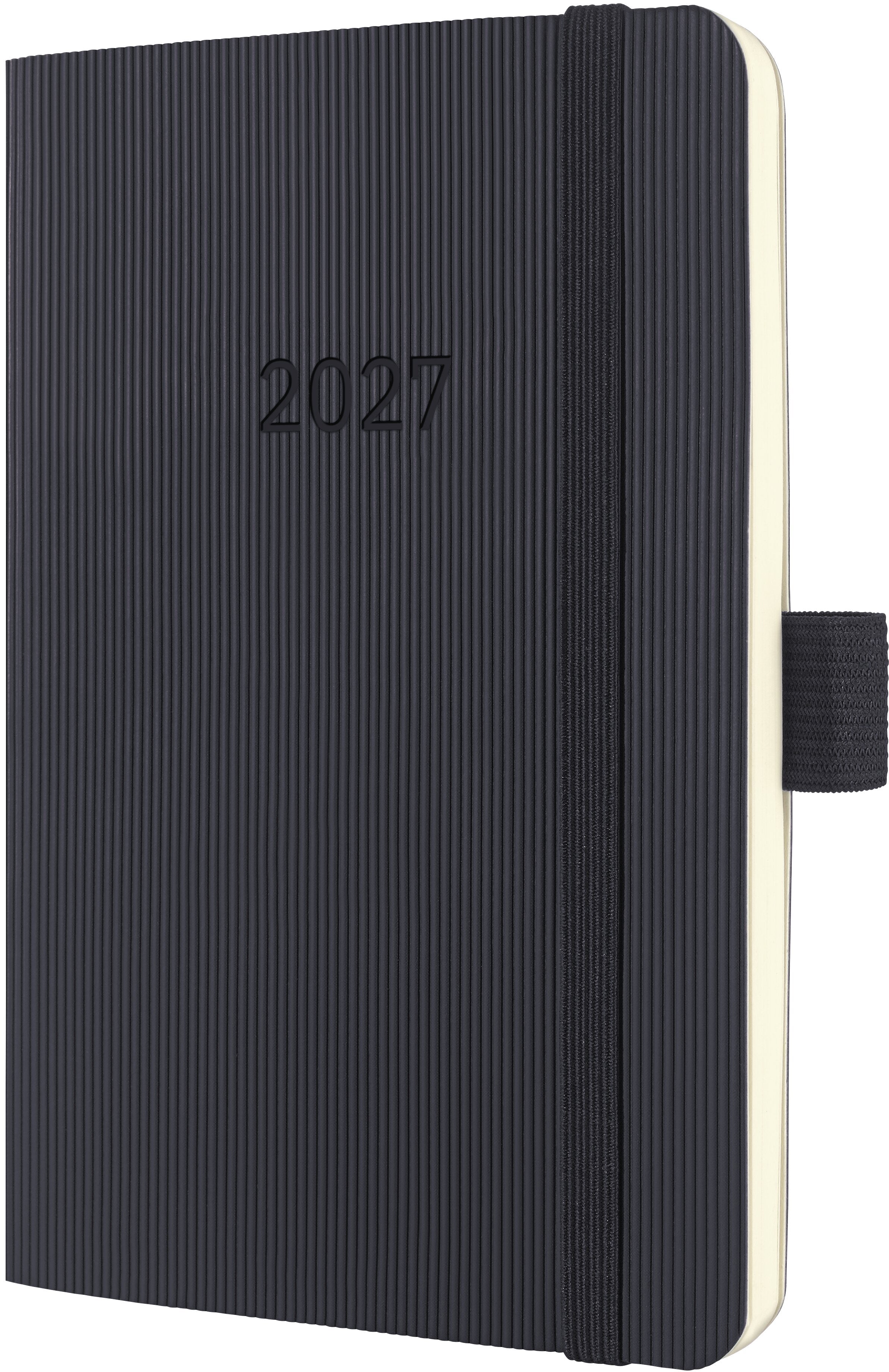 Conceptum C2723 – Wochenagenda 2027, 1 Woche/2 Seiten, 9,6 × 14,2 cm, Softcover, Schwarz