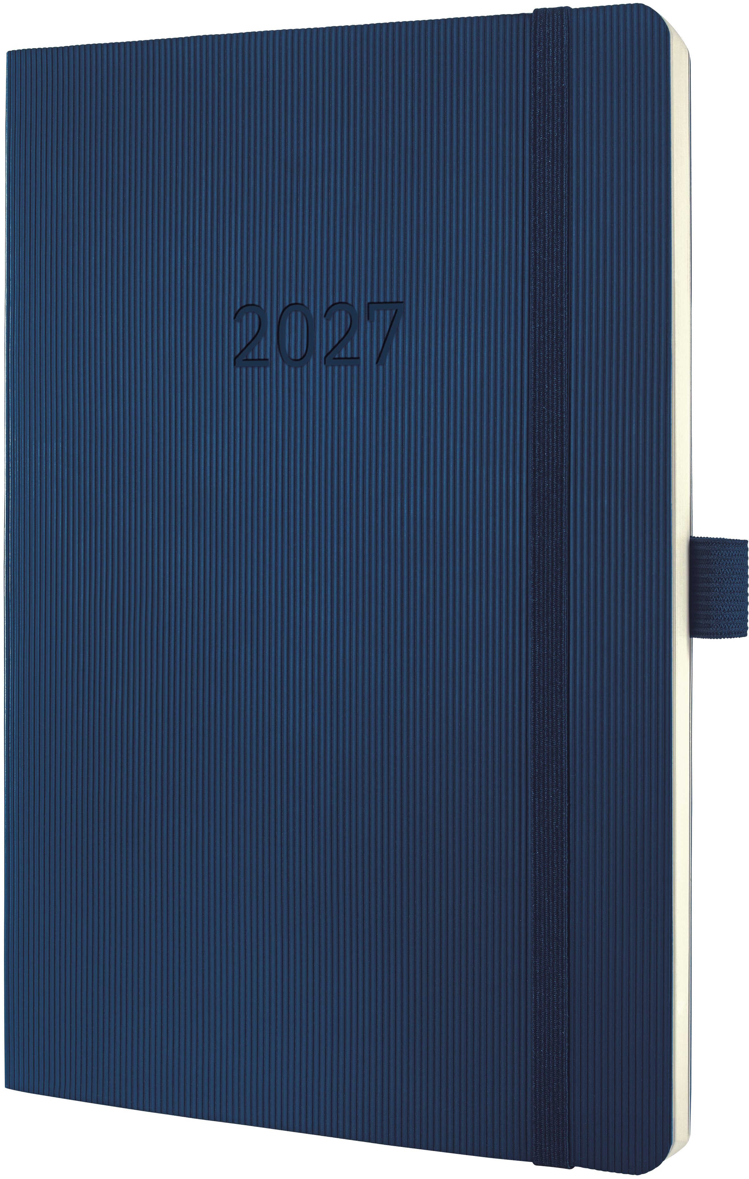 Conceptum C2732 – Wochenagenda 2027, 1 Woche/2 Seiten, 14,0 × 21,0 cm, Softcover, Gummiband, Dunkelblau