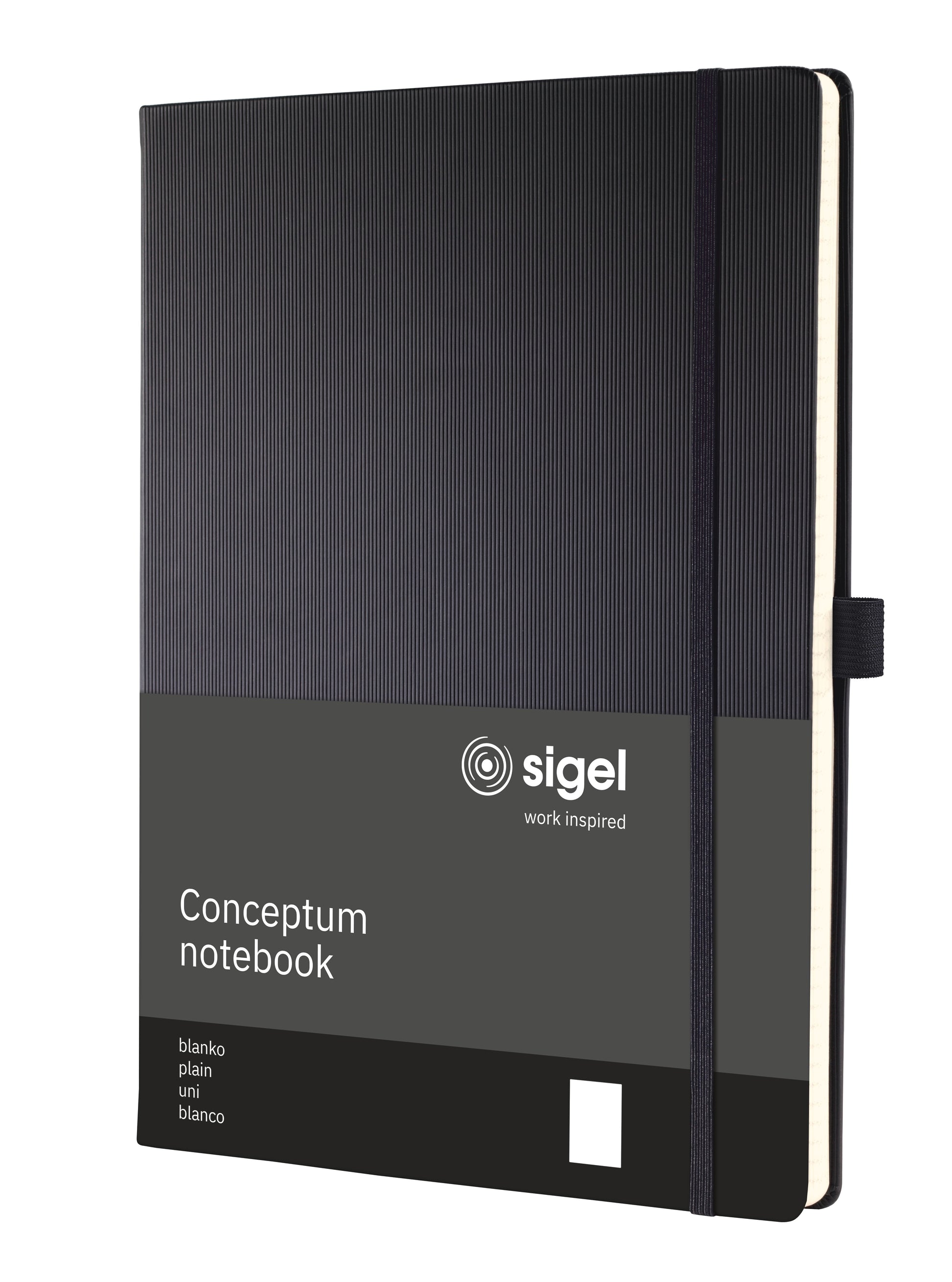 Conceptum Notizbuch – 218 × 294 mm – Hardcover, perforiert, Gummiband, Stiftschlaufe, schwarz, PEFC