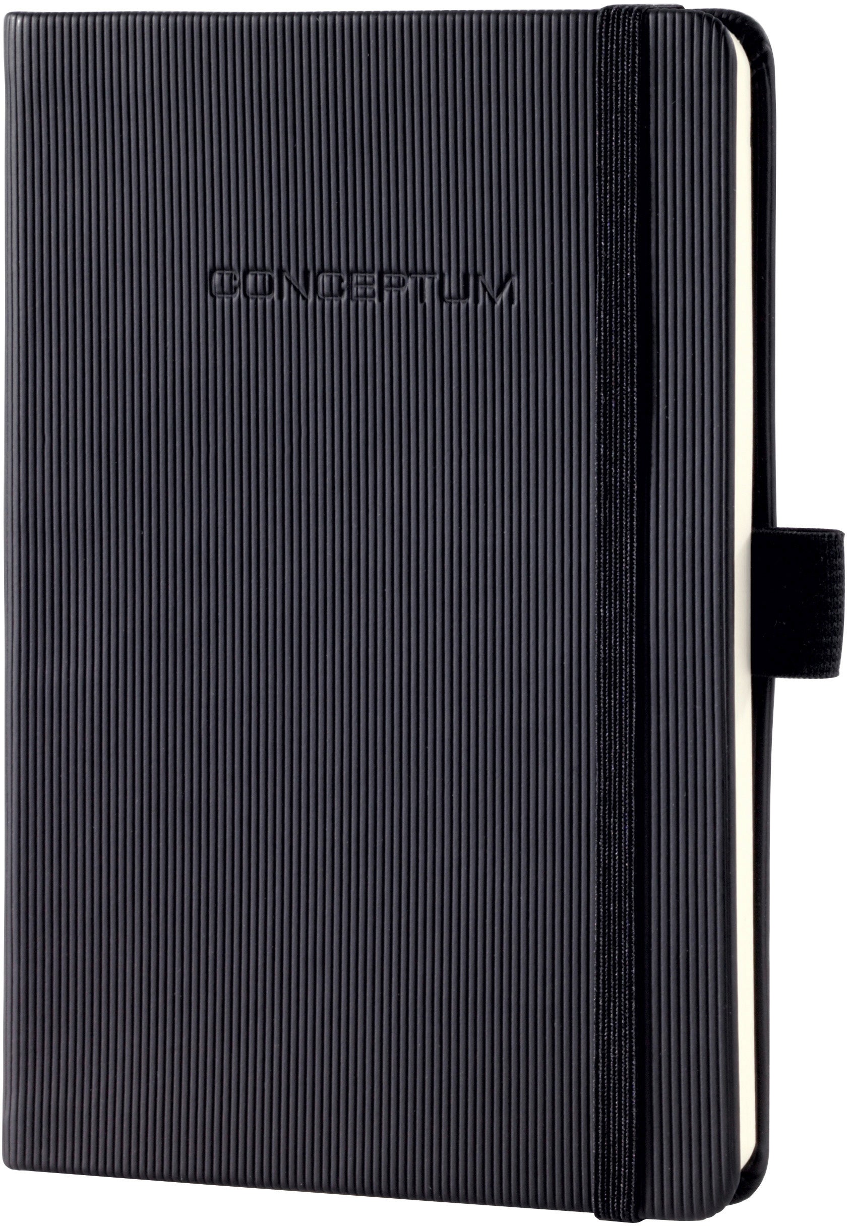 Conceptum Notizbuch – A6 – 194 Blatt – 80 g/m² – Hardcover, Gummiband, Stiftschlaufe, Schwarz, PEFC
