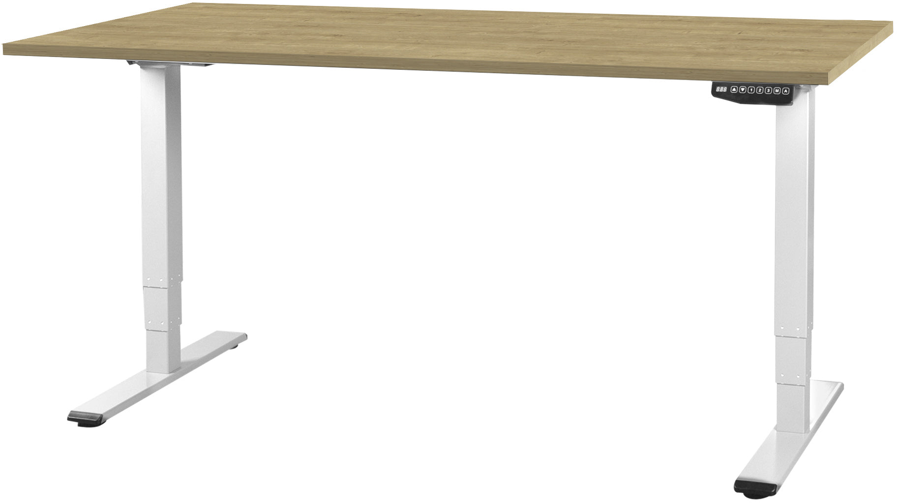 Contini ET225E – Elektrischer Sitz-/Steh-Tisch, 180 × 80 cm, Höhe 64,5–130 cm, 100 kg, Eiche/Weiss