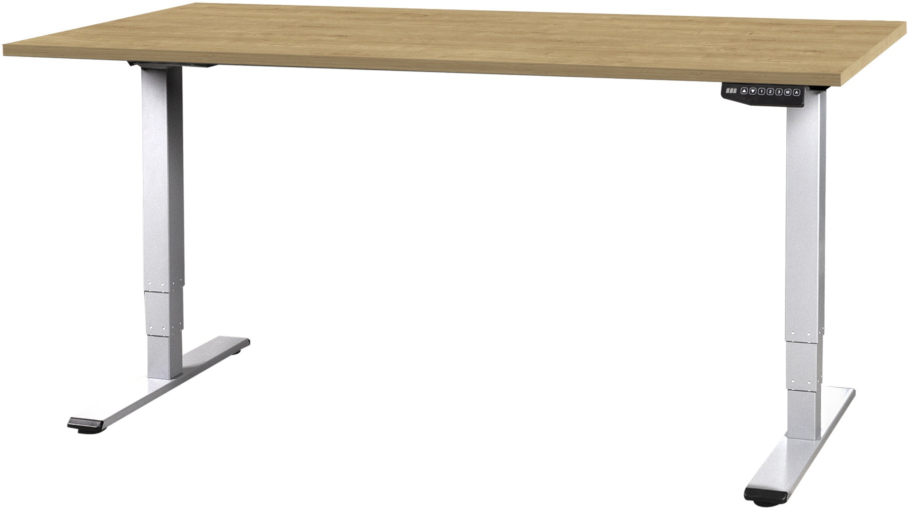 Contini ET225E – Sitz-/Steh-Tisch, elektrisch, 200 × 90 cm, Höhe 64,5–130 cm, 100 kg, Eiche/Weiss