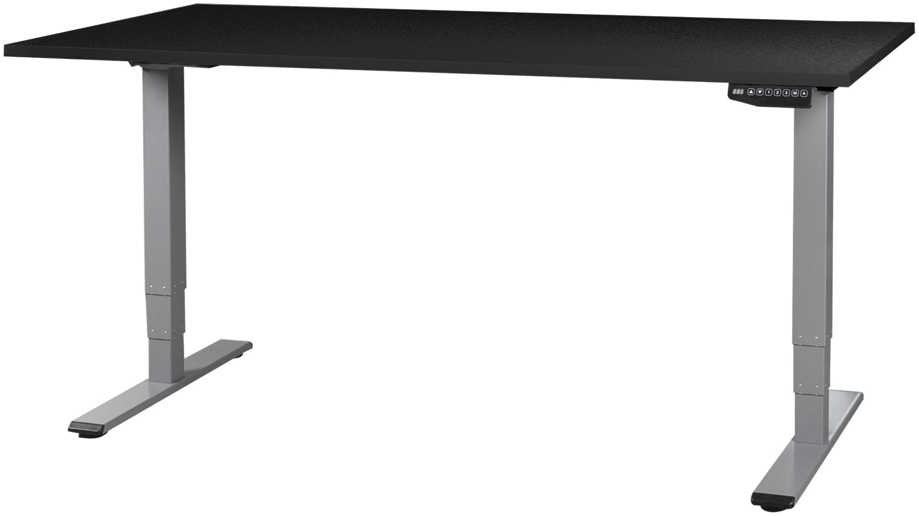 Contini ET225E – Elektrischer Sitz-/Steh-Tisch, 180 × 80 cm, Höhe 64,5–130 cm, 100 kg, Schwarz/Grau, Spanplatte