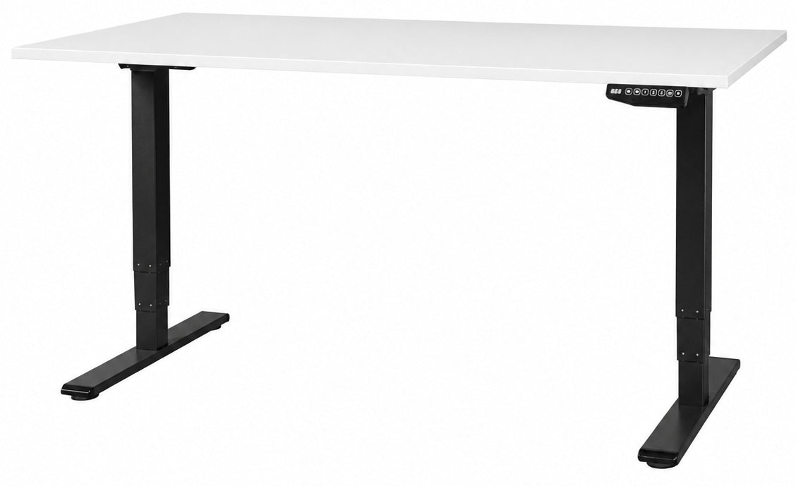Contini ET225E – Höhenverstellbarer Tisch, 200 × 90 cm, elektrisch, 64,5–130 cm, 100 kg, weiss/schwarz