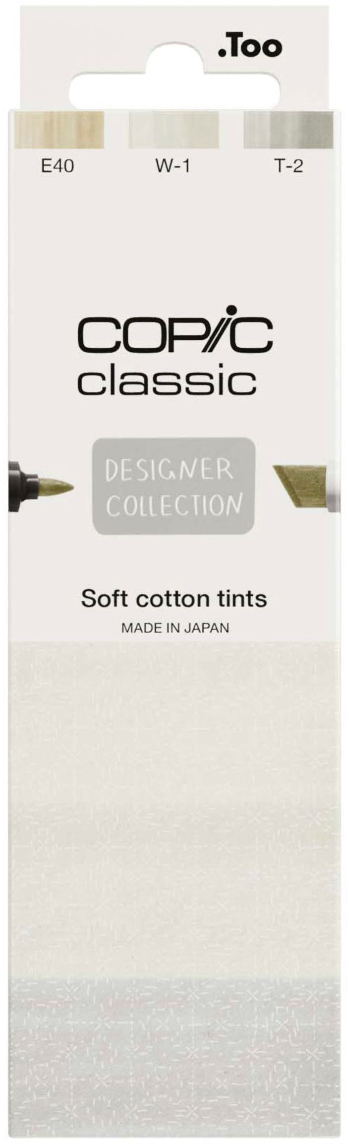 Copic Classic Designer Permanentmarker – Soft Cotton Tints (E40, W1, T2) – 3er-Set, nachfüllbar