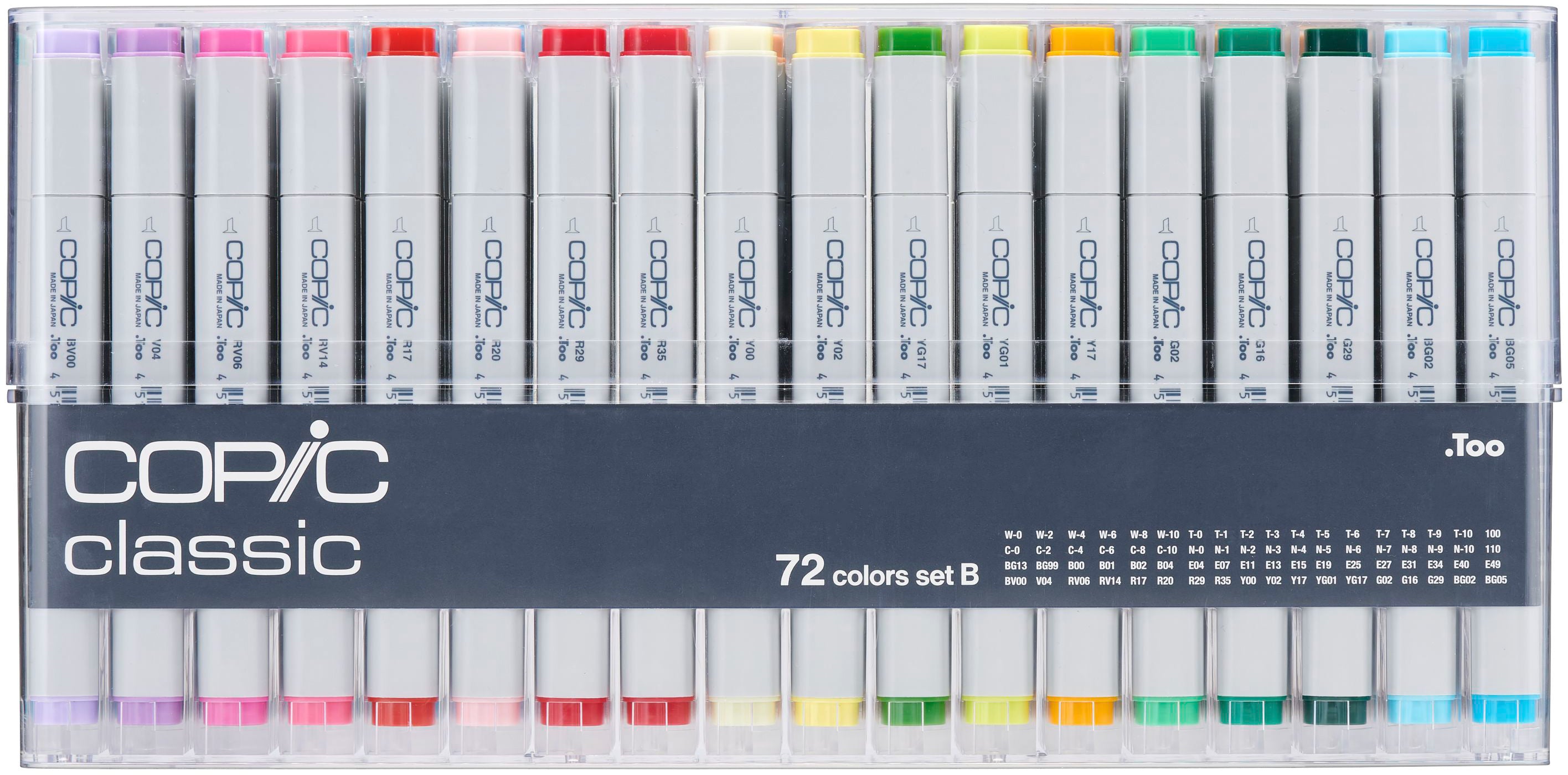 Copic Classic Filzstifte, Doppelspitze – fein + mittel, alkoholbasiert, 72er Set