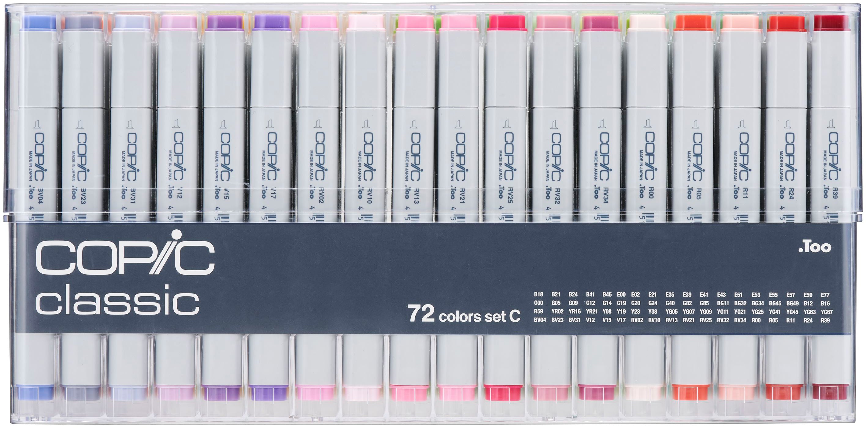 Copic Classic Filzstift, Doppelspitze – Kombi (fein + mittel), alkoholbasiert, 72 Farben