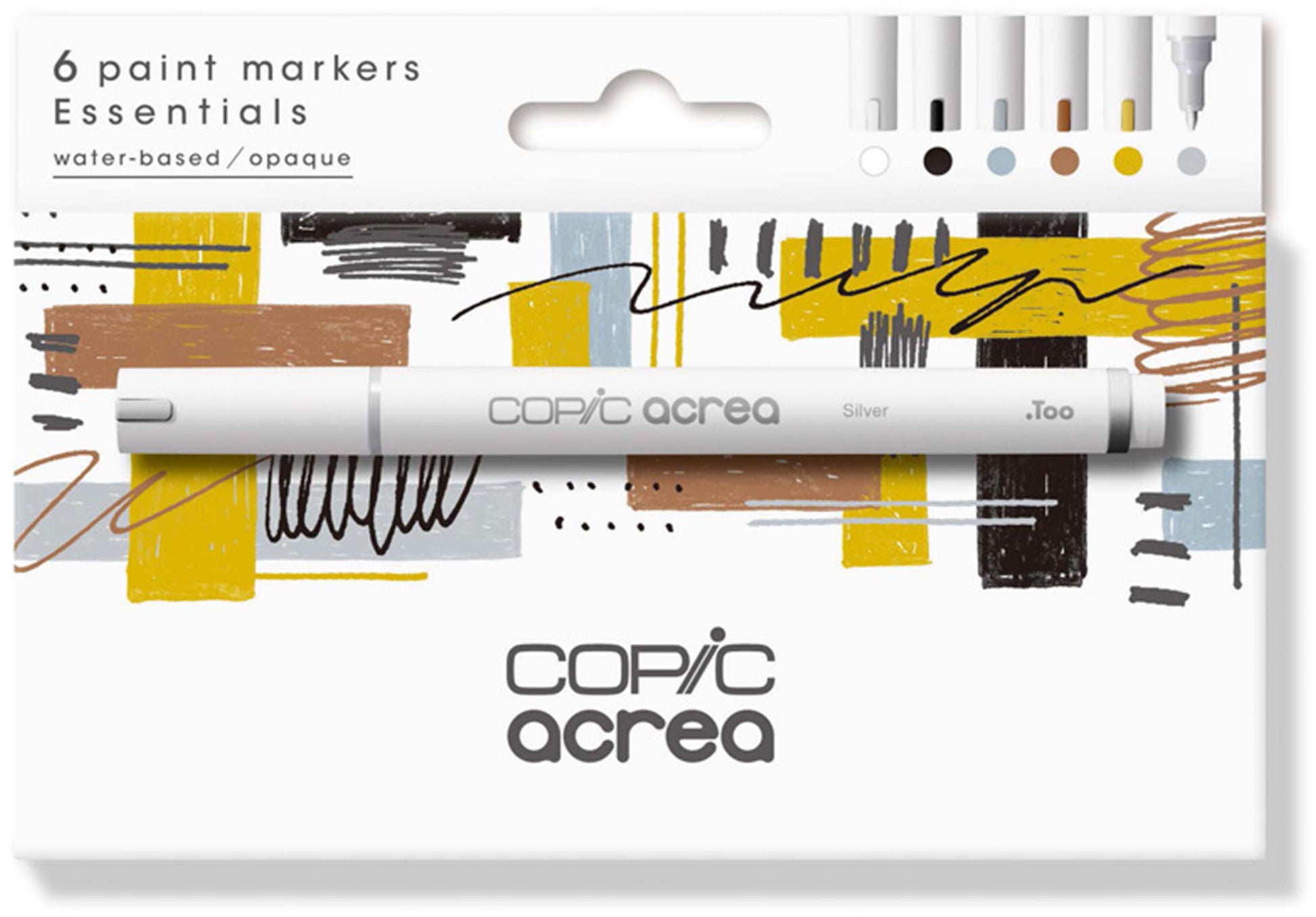 Copic Acrea Essentials Permanentmarker – Rundspitze 0,8 mm – Mehrfarbig, 6er-Set – für Glas, Metall und Textil