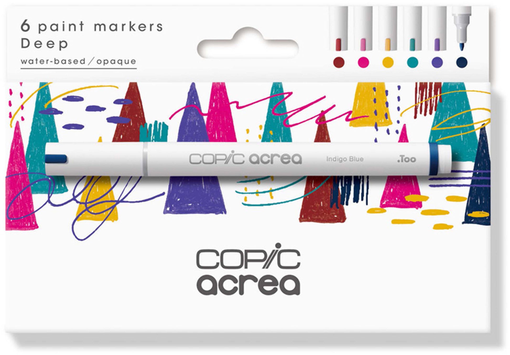 Copic acrea Deep Permanentmarker – Rundspitze 0,8 mm – Mehrfarbig – 6er-Set – für Papier, Glas und Kunststoff
