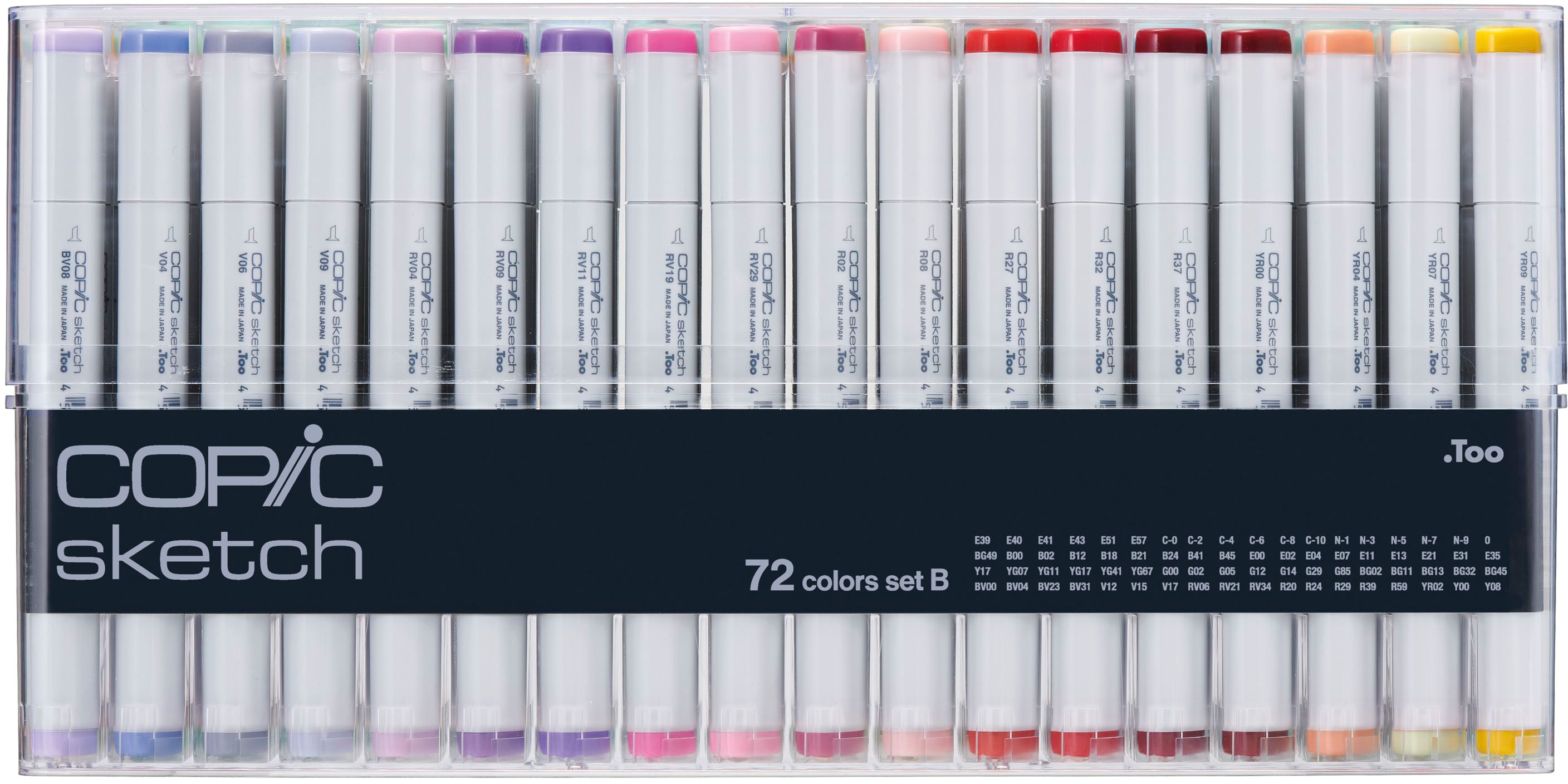 Copic Sketch Brush Pen – Doppelspitze, Pinselspitze, alkoholbasiert, 72-teiliges Set